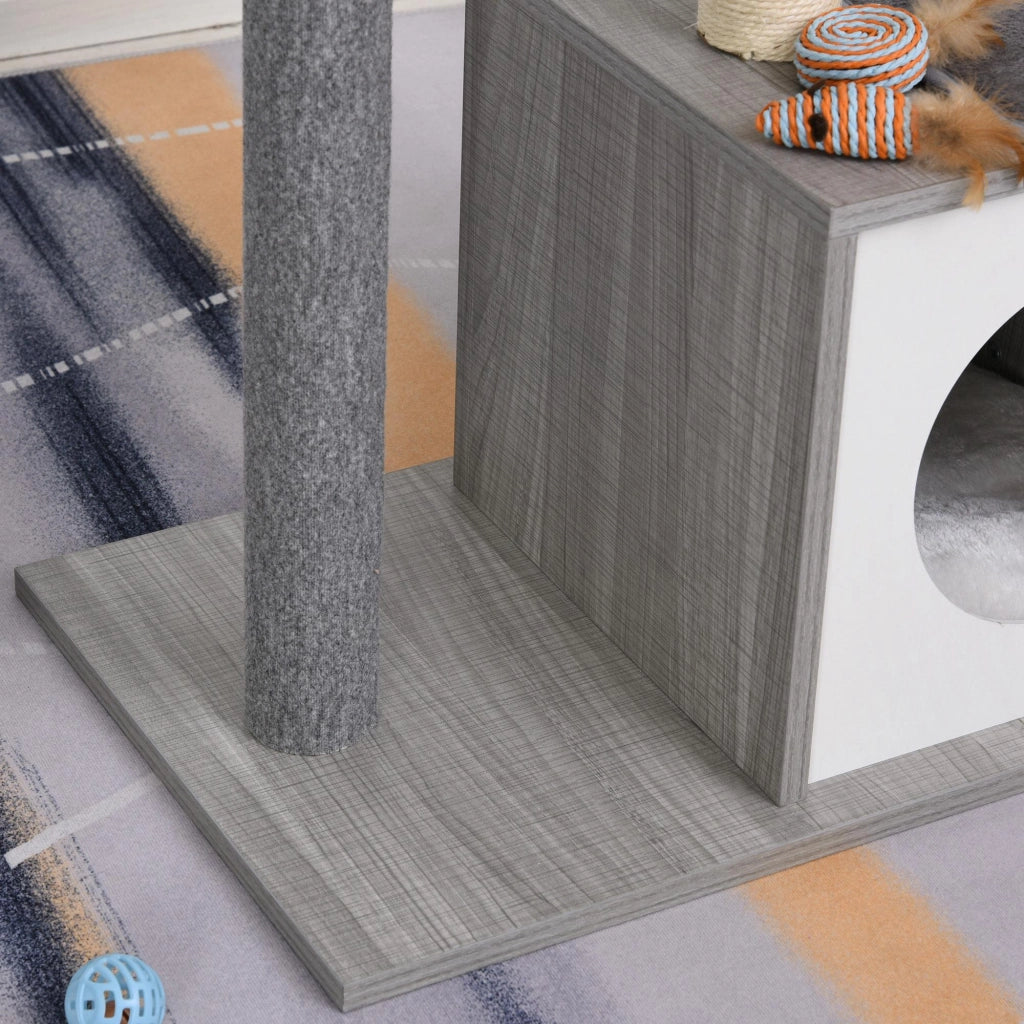 Tiragraffi con Cuccia per Gatti in Legno Sisal 59x39x62 cm  Grigia
