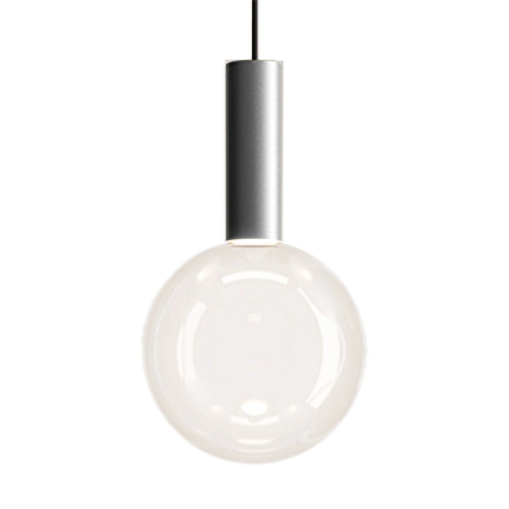 Zafferano Lampada a sospensione Sfera LED TRIAC 8W 2700K Vetro borosilicato trasparente e alluminio, design moderno per illuminazione d'interni