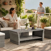 Coffee Table Gray 100x50x40 Cm Poly Rattan