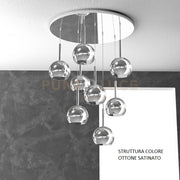 SOSP. OTTONE SAT. TONDA 8 LUCI VETRI TUTTI PICCOLO CROMO 1155OS-S8 TP-CR
