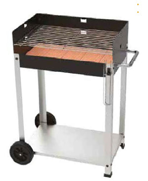 Barbecue a Legna e Carbone 56,7x36x83 cm con Mattone Refrattario in Acciaio Villalba Nero e Grigio