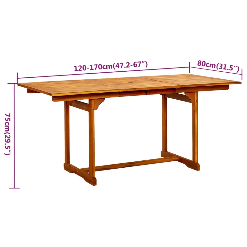 Set Mobili da Pranzo per Giardino 7 pz Legno Massello di Acacia 120-170 cm 3079646