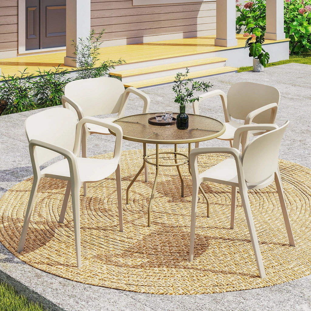 Sedia da giardino impilabile 4 pezzi con braccioli ¨C zephmum ¨C plastica antracite