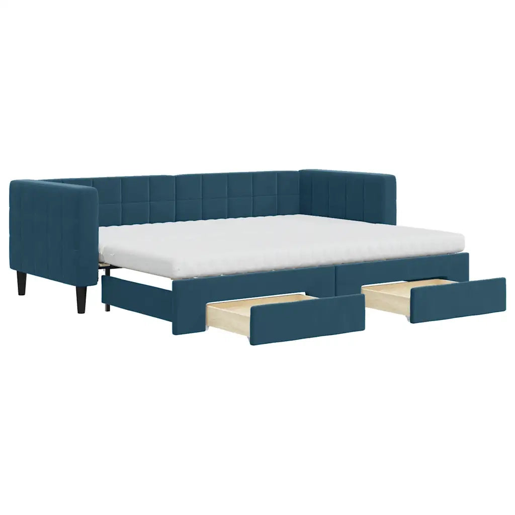 Divano Letto Estraibile con Cassetti Blu 80x200 cm in Velluto 3196755