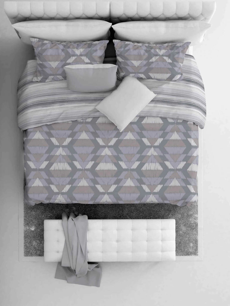 Copripiumino Singolo con Federe Stampato Athena Belek Grigio