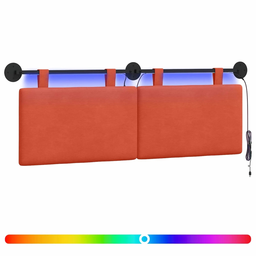 Testiera sospesa Con luce LED Rosso Arancio Tessuto in Cords