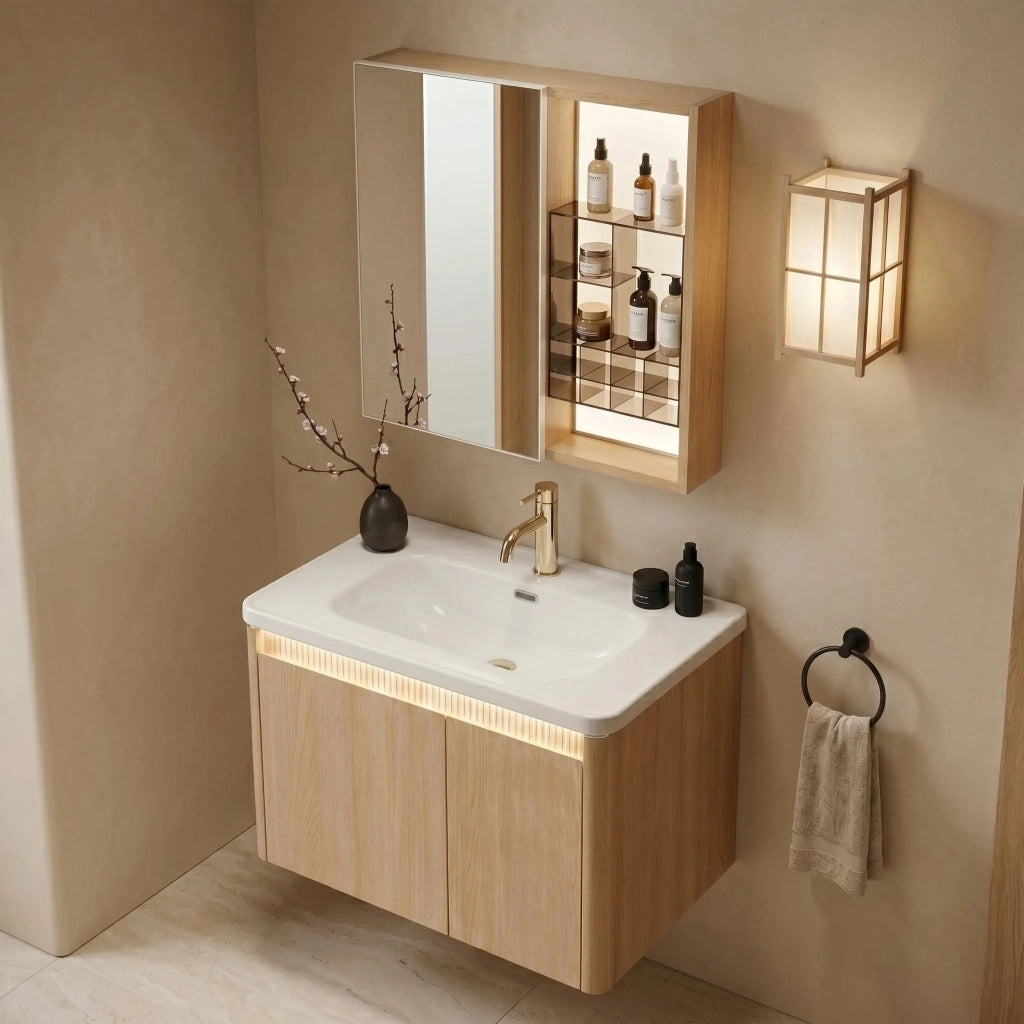 Set Di Mobili Da Bagno Con Lavabo Sora De07-70 Oak 70cm