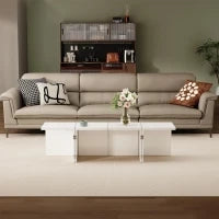 Set di tavolini fai-da-te con piano in finitura lucida, combinazione libera, 81x81x40 cm, Bianco