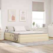 Letto con contenitore e materasso Crema 180 x 200 cm Poliestere
