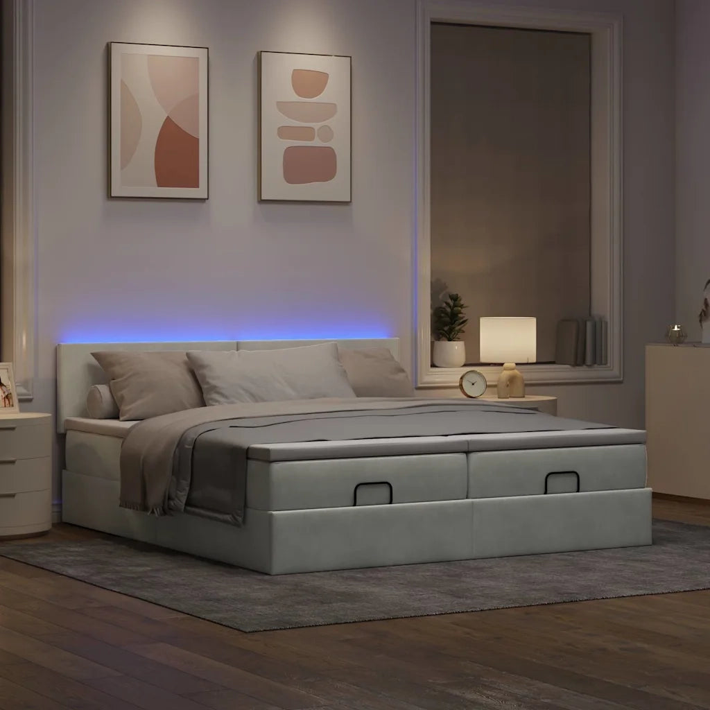 Struttura Letto Pouf con Materassi 160x200 cm in Velluto 3312899