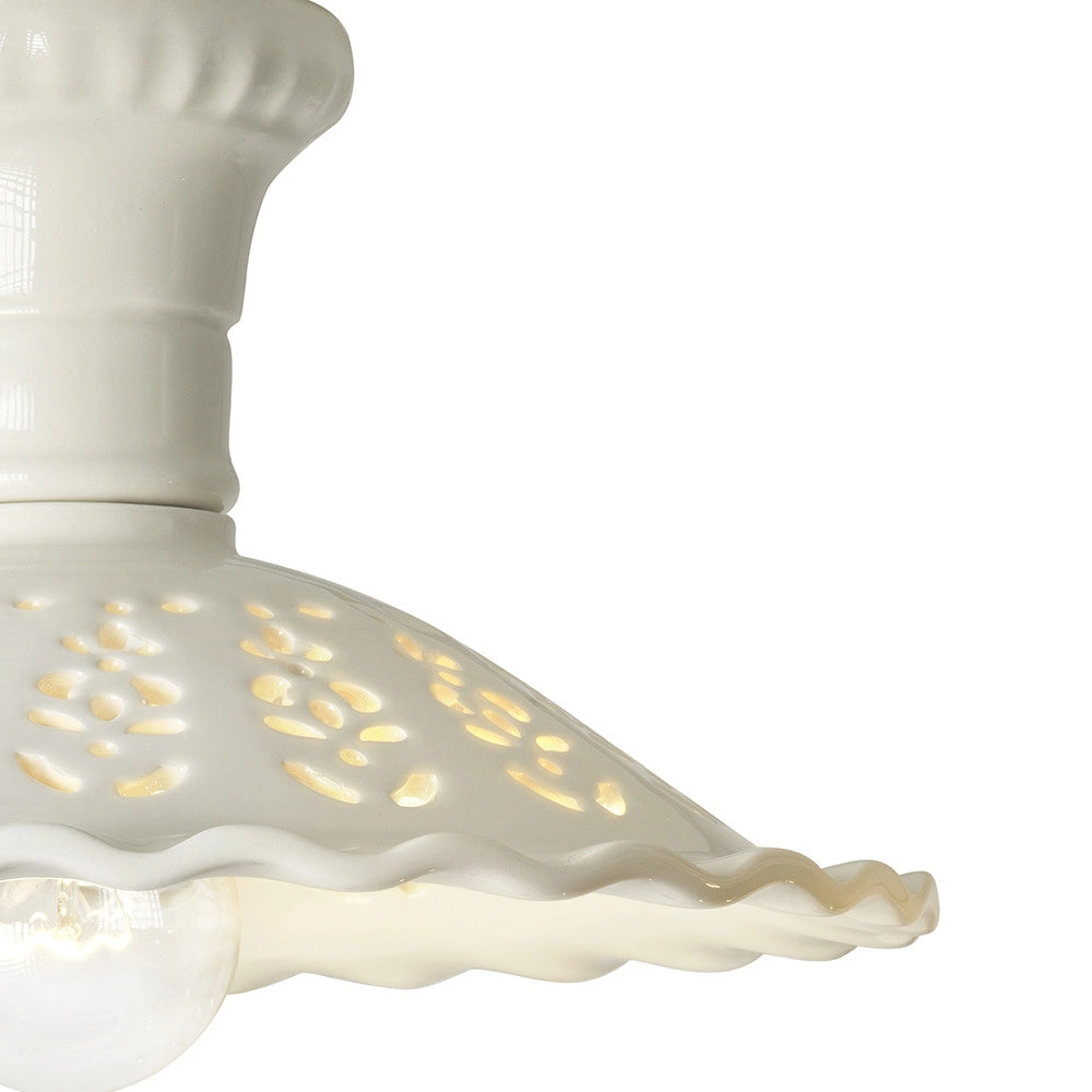 MERLETTO Plafoniera in Ceramica con Paralume Traforato Ø30