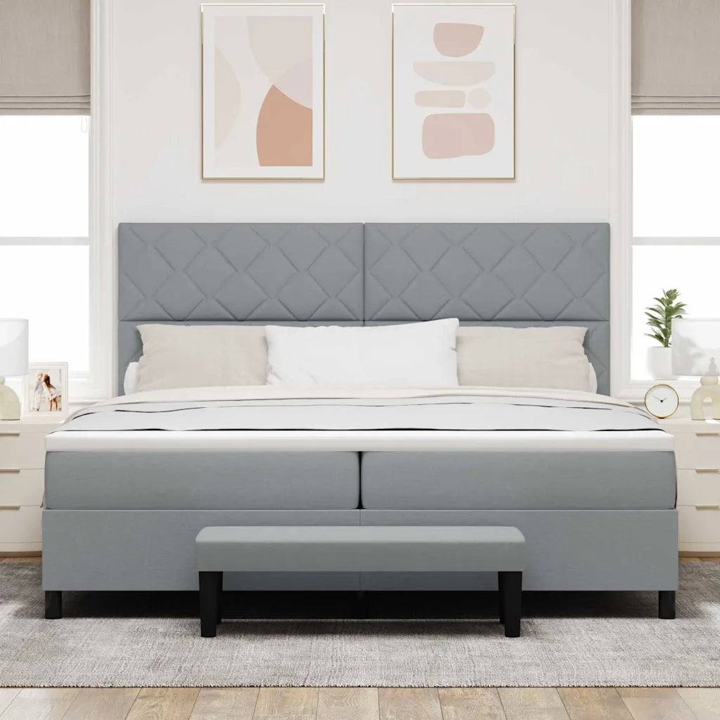 Letto a molle con materasso Grigio chiaro 200 x 200 cm Tessuto 3344170
