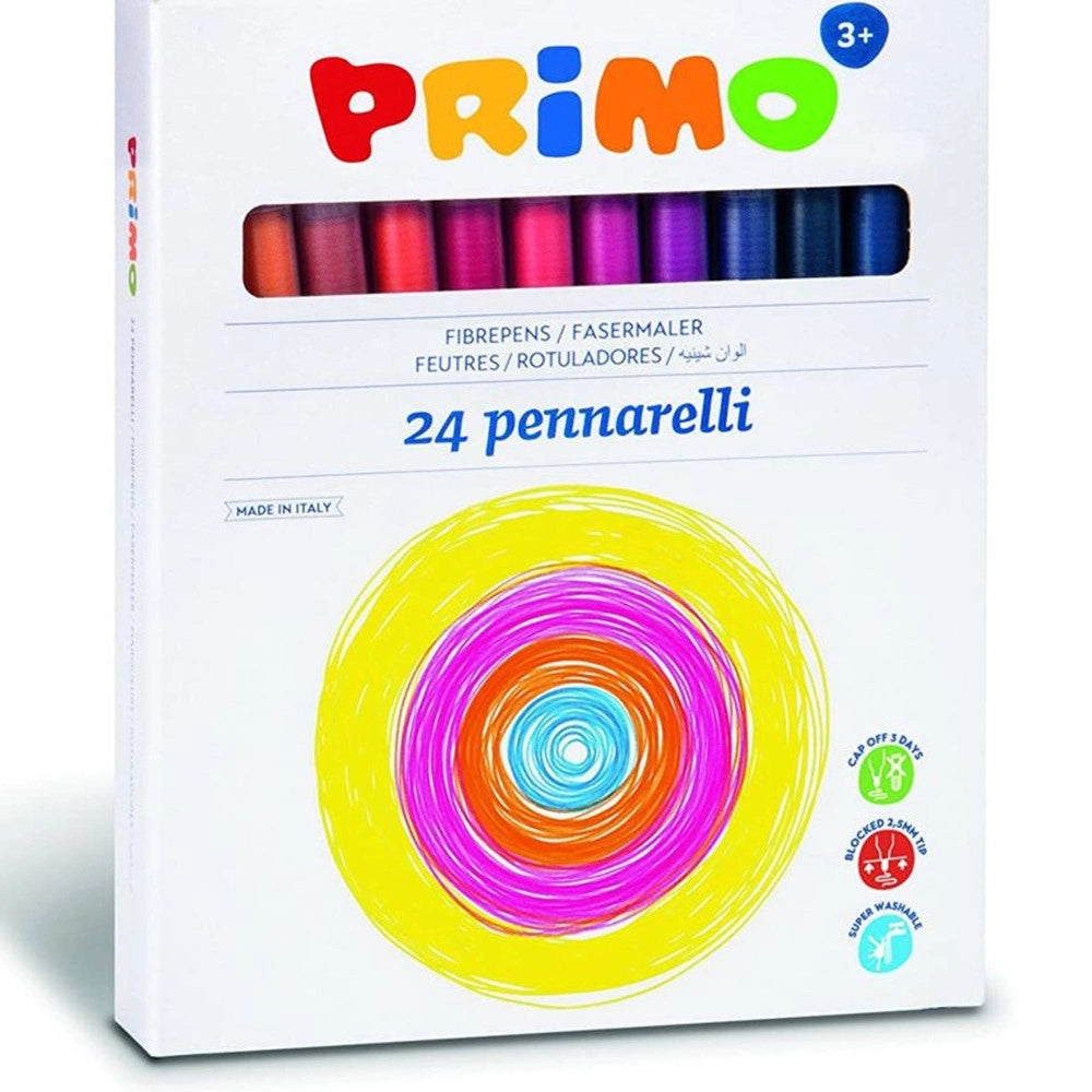 Trade Shop - Confezione 24 Pennarelli Colorati Scuola Disegno Bambini Con Punta Sottile Fine -