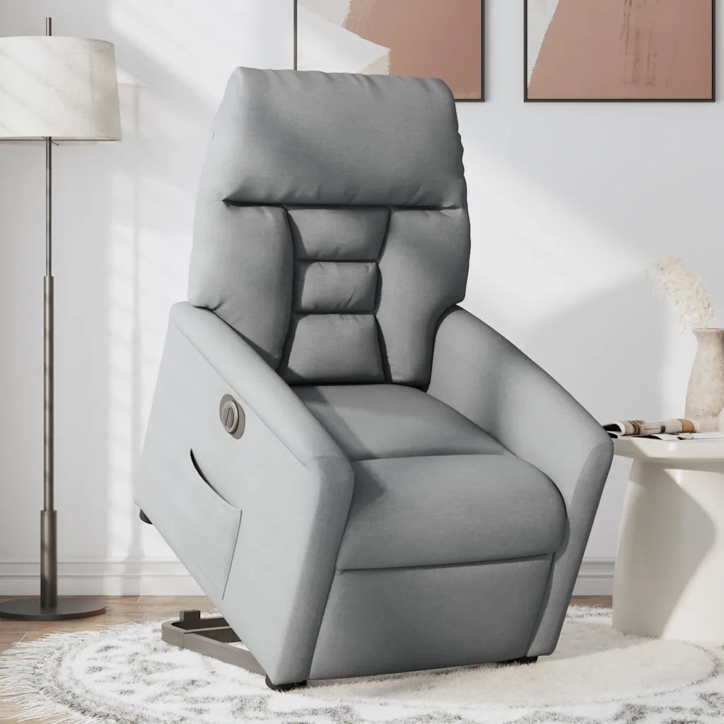 vidaXL Poltrona Reclinante Alzapersona Elettrica Grigio Chiaro Tessuto