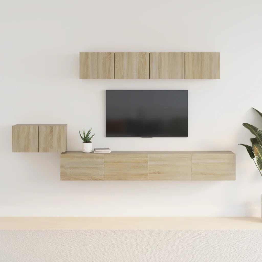 Set di Mobili Porta TV 5 pz-Credenza per TV Rovere Sonoma in Legno Multistrato