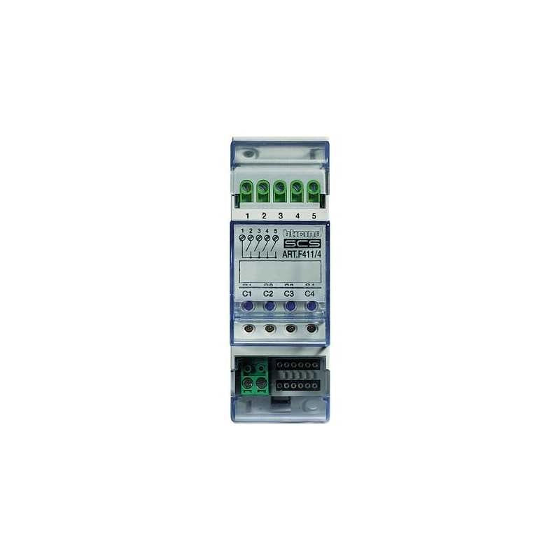 F411/4 Attuatore Din con 4 Relè Indipendenti 2 Moduli Scs