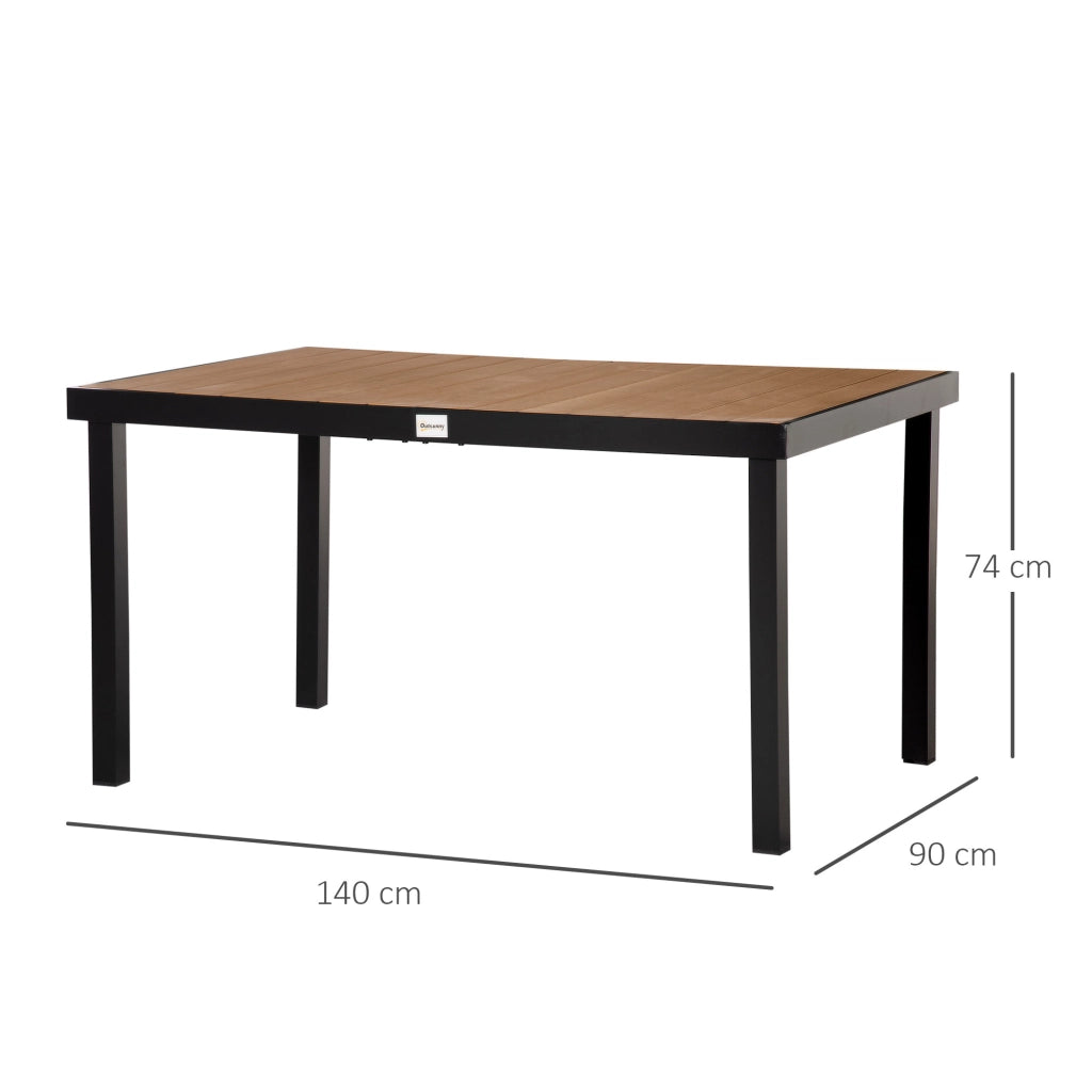 Easycomfort Tavolo da Giardino per 6 Persone in Alluminio e Plastica, Nero e Color Legno