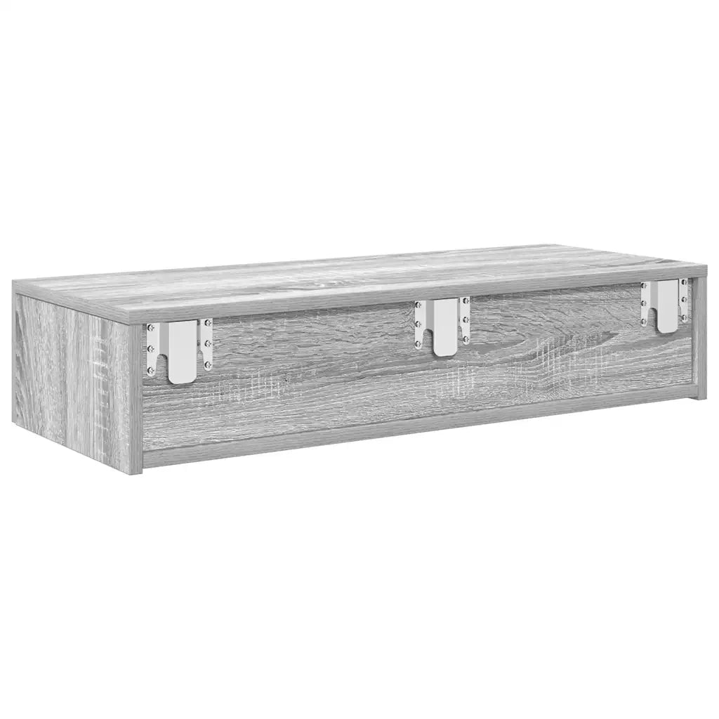 Scaffale a Parete con Cassetti Grigio 80x33x17 cm in Truciolato 859982