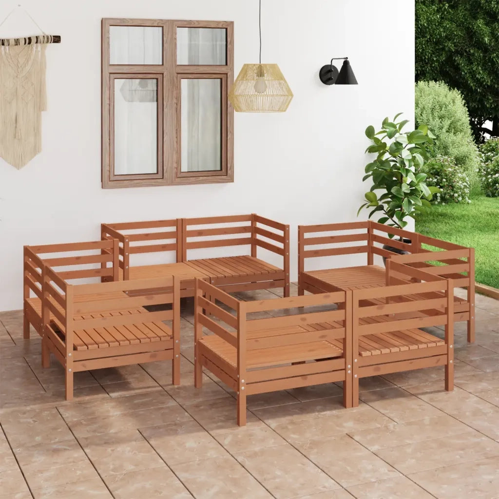 Set Salotto da Giardino 8pz Marrone Ambra Legno Massello Pino 3082430