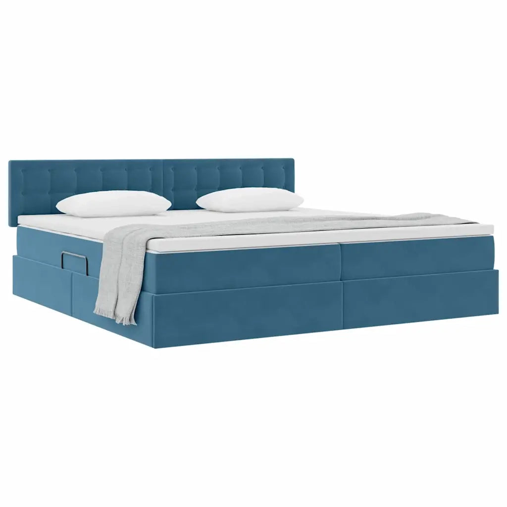 Letto con Contenitore Blu Scuro 200 x 200 cm Velluto 3370903