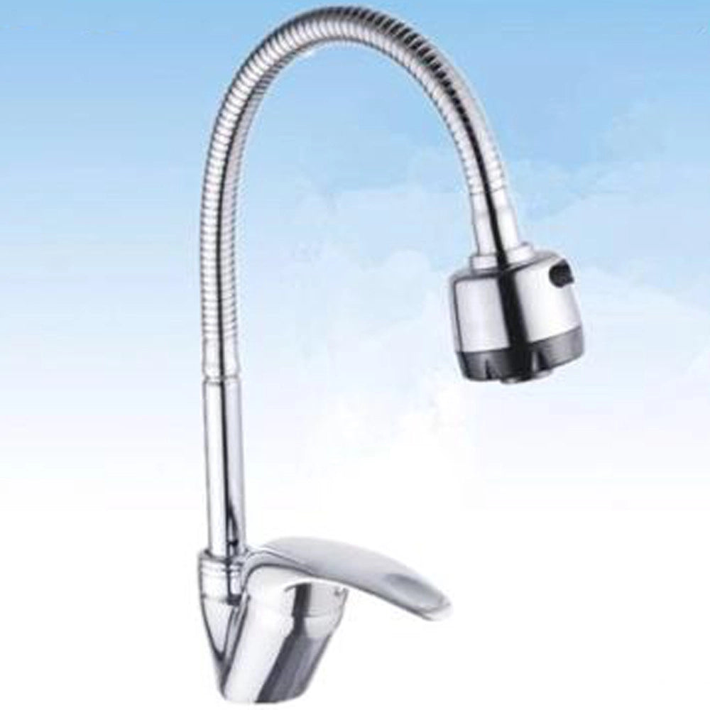Trade Shop - Rubinetto Miscelatore Casa Cucina Orientabile Doppio Getto Cromato Jh-8095w -
