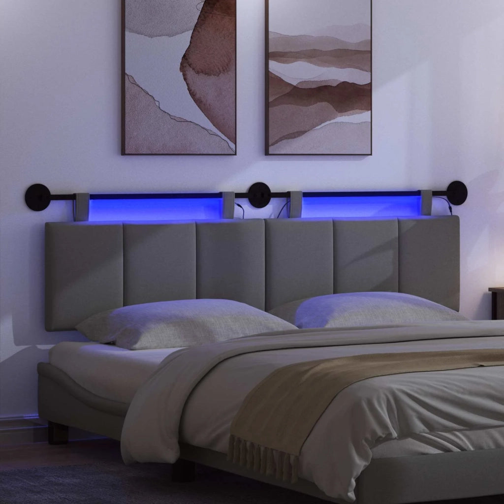Testiera sospesa Con luce LED Grigio Scuro Tessuto 3424816