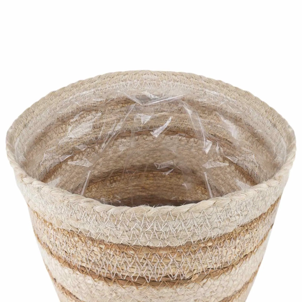 Cesti per piante in erba marina 3 pcs Naturale, Bianco e Beige