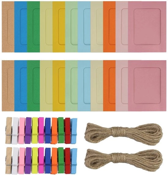 Fotolijste in cartone 20 pezzi - Dimensioni 11,5x15,5 cm - Fotolijst DIY con chiodi in legno - Maniglia in plastica - Multicolore - Leggero e duraturo