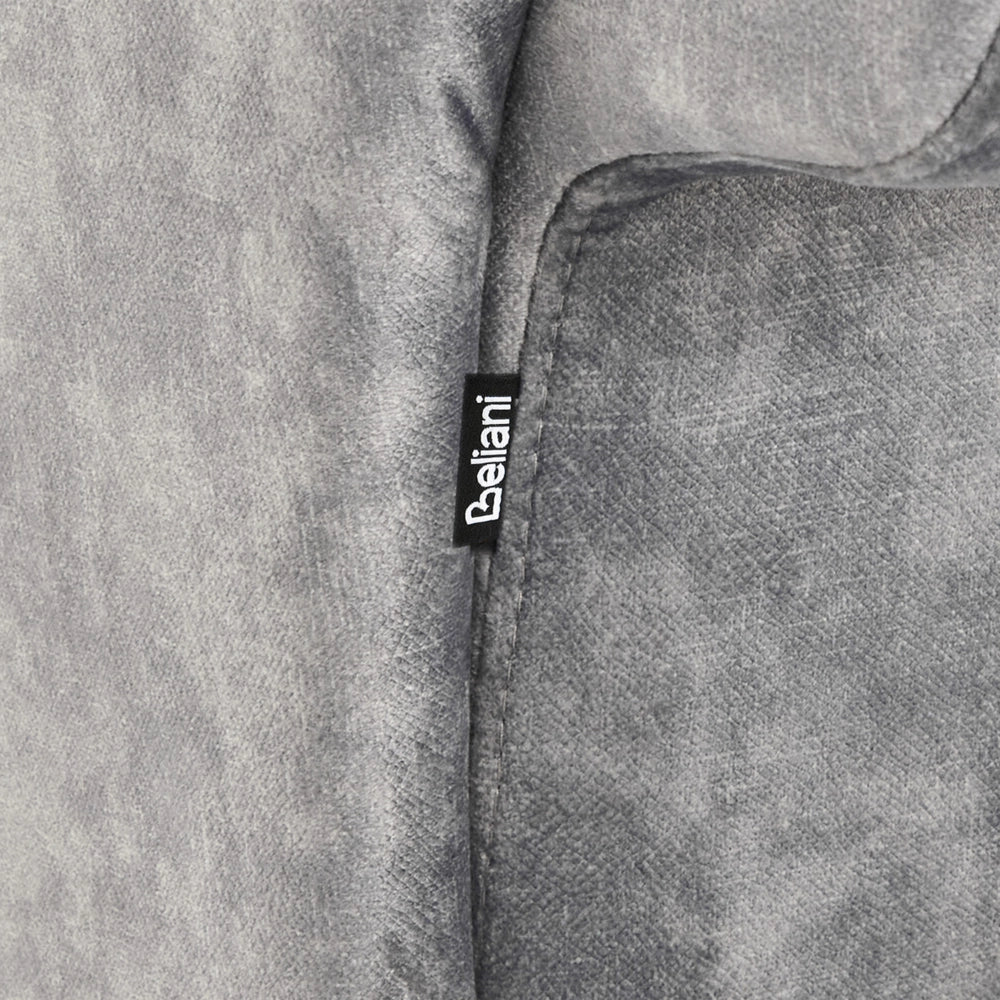 Chaise Lounge in velluto grigio imbottito a lato sinistra con cuscino in stile retrò tradizionale Facile da pulire pet friendly