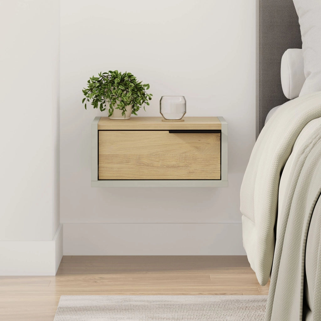 Comodino in legno a parete "Eco" - 40 x 30 x 19 cm - Verde