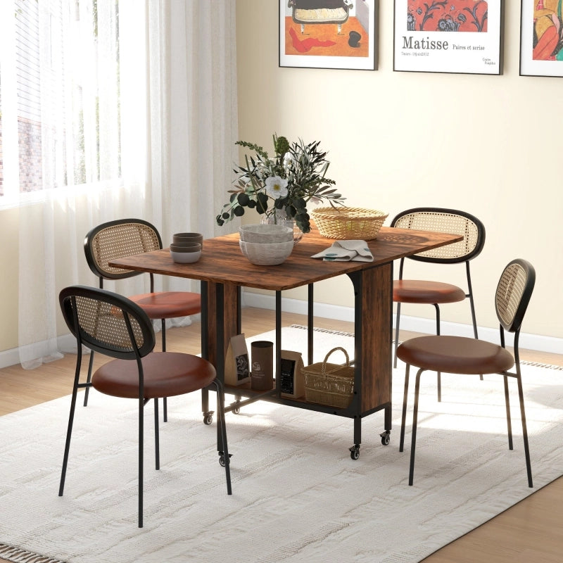 Tavolo da pranzo - pieghevole mobile per 6 persone - con ripiano - 130x80x74 cm - rosso marrone - fino a 50 kg