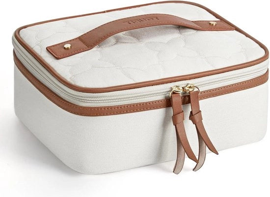 Piccola borsa di picnic isolata 5 l borsa leggera per lavoro al banco o picnic - beige e bianco