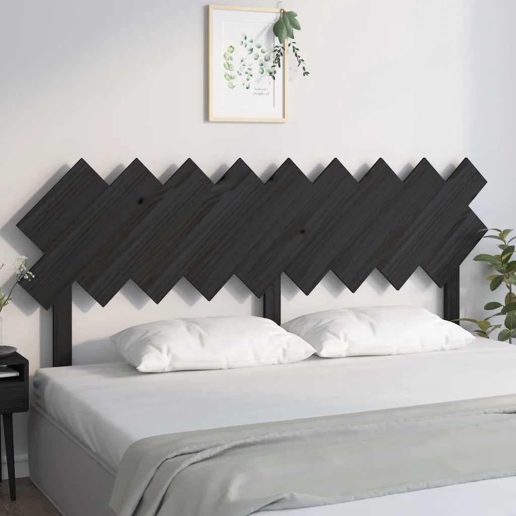 Testiera | Testata per Letto Nera 178x3x80,5 cm in Legno Massello di Pino