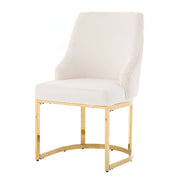 Set di 2 sedie da pranzo in velluto con schienale a rombi e gambe metalliche per sala da pranzo beige oro