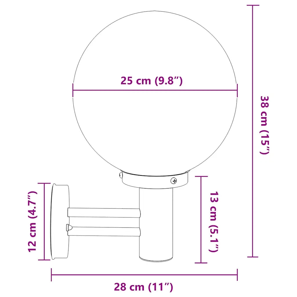 Lampada da Parete Esterna 2 pz Argento 28 x 25 x 38 cm CFW4590112