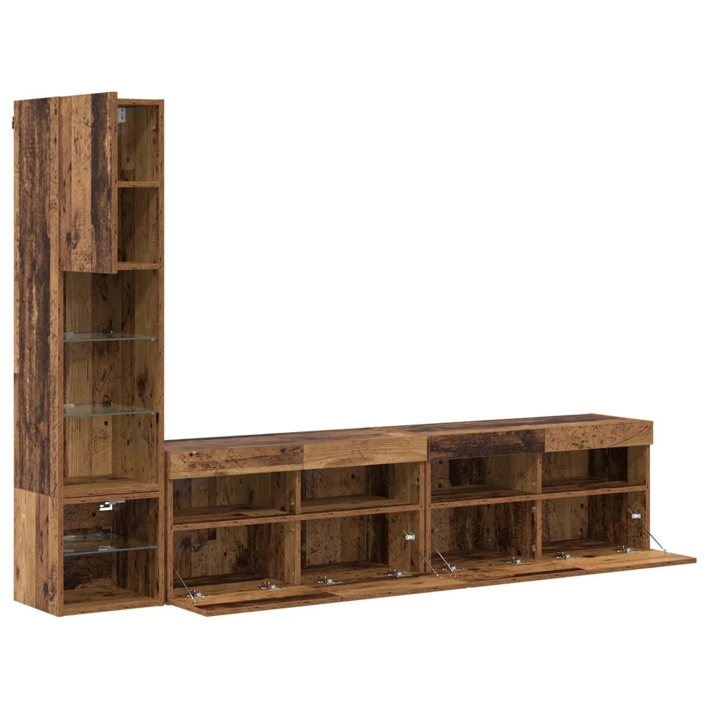 Unità TV da Parete 4 pcs Legno vecchio Legno multistrato 3402965