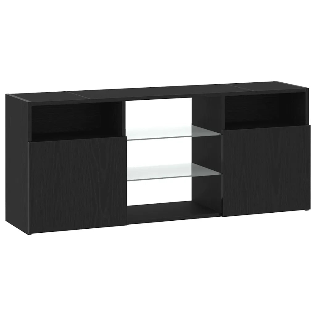 Mobile Porta TV con LED Rovere Nero 120x30x50 cm Multistrato 862035