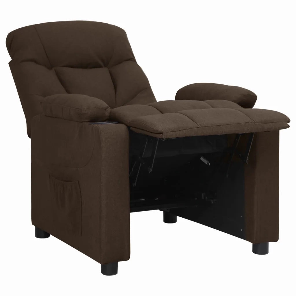 Poltrona Reclinabile Marrone Scuro in Tessuto 339087