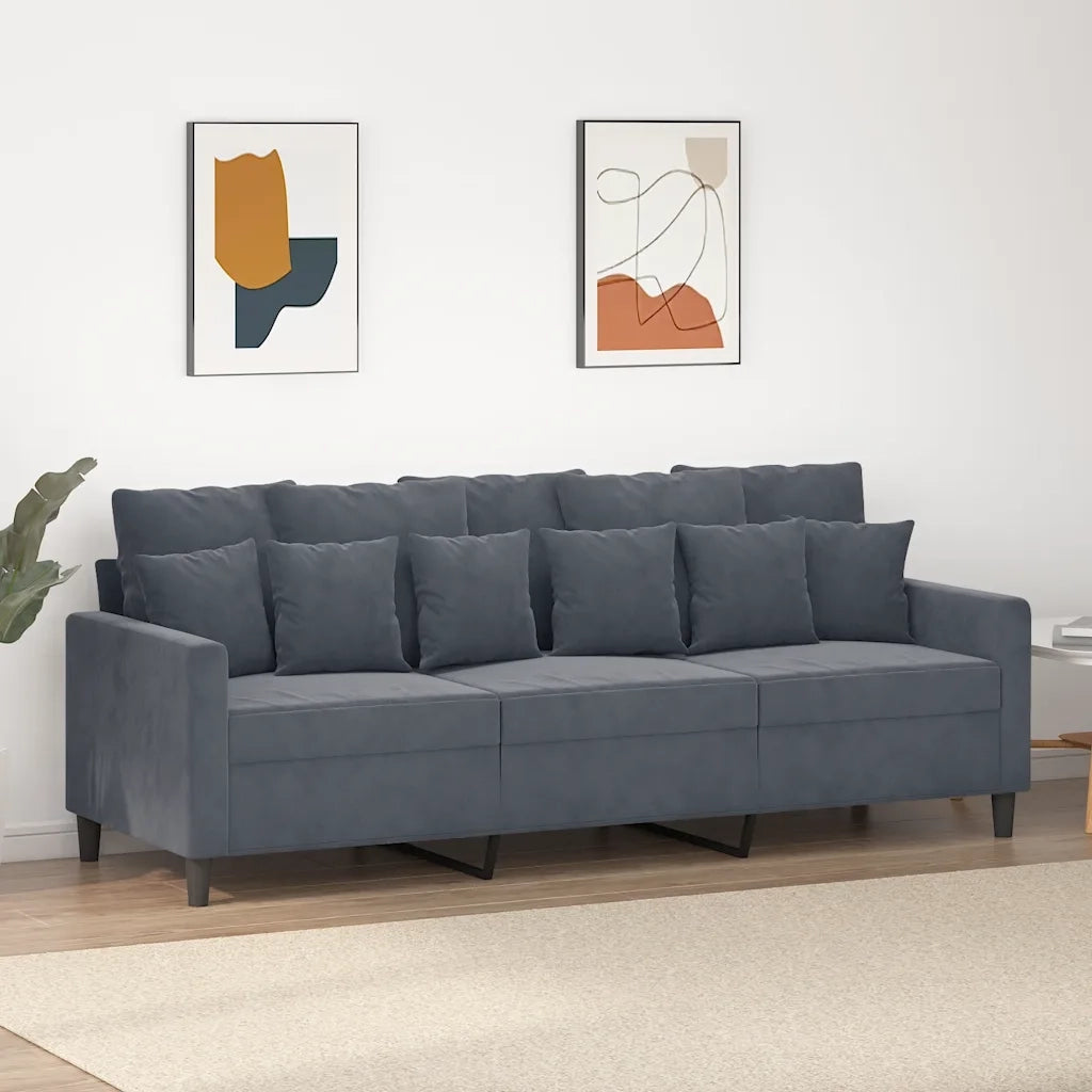 Divano | Divano da soggiorno | Sofa a 3 Posti Grigio Scuro 180 cm in Velluto