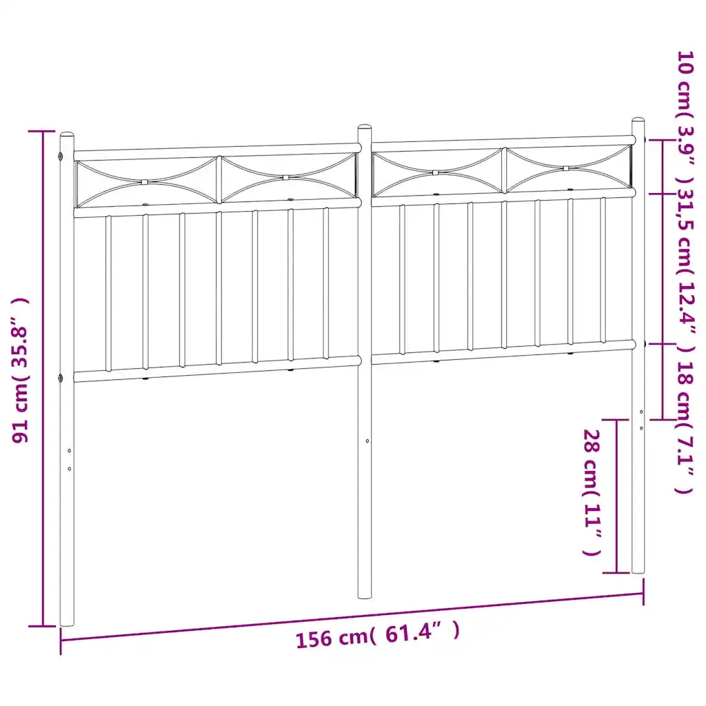 Testiera in Metallo Bianco 150 cm