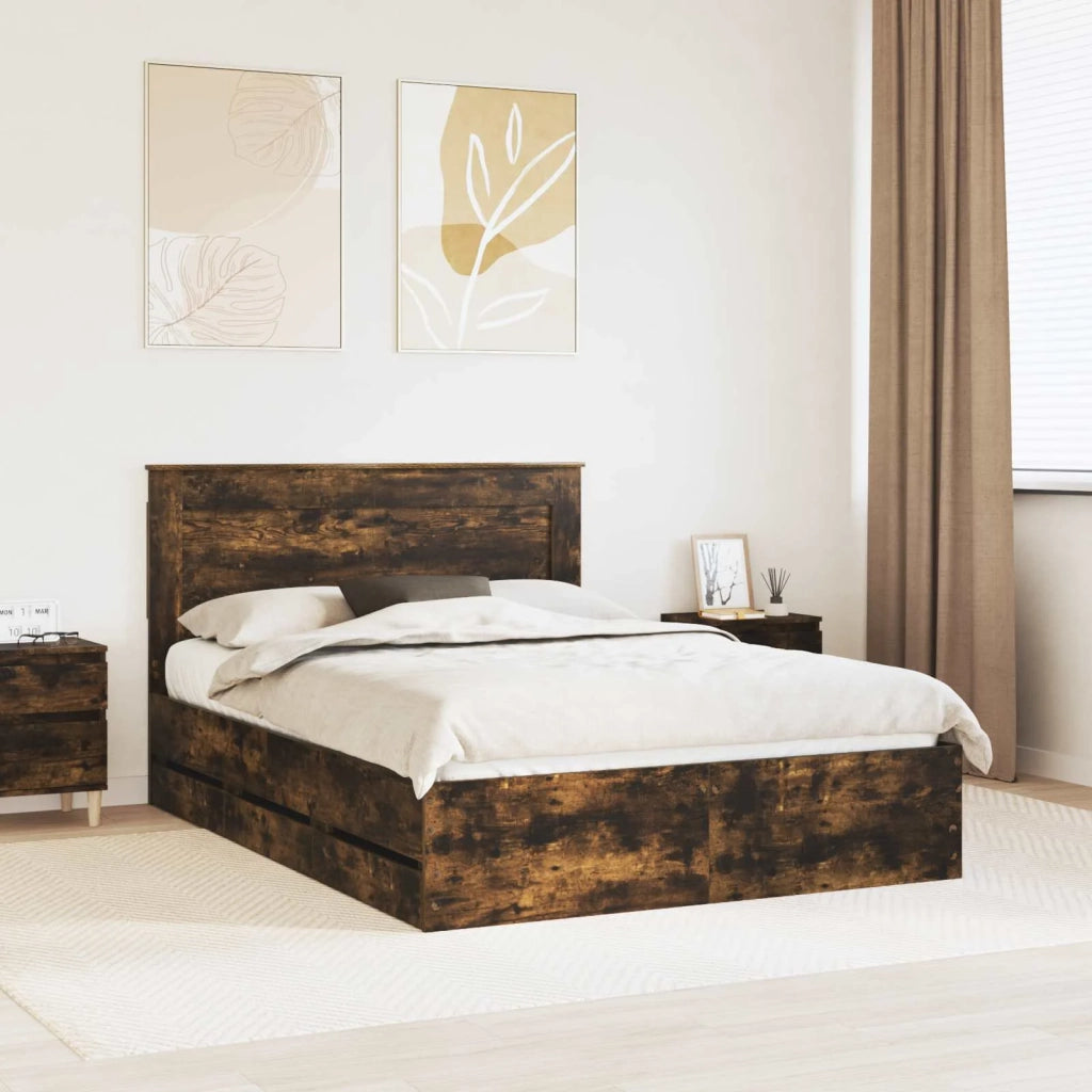 Struttura del letto con cassetto Rovere fumé 140 x 200 cm