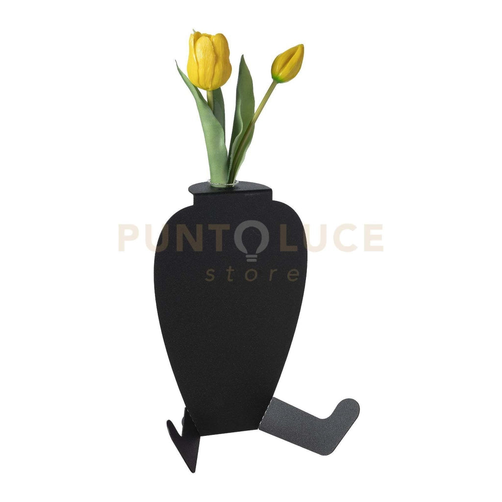 vaso portafiore decorativo statuino Nero in Ferro, vetro per la fiala 20x16,5x25h cm ( 25mm per la fiala)