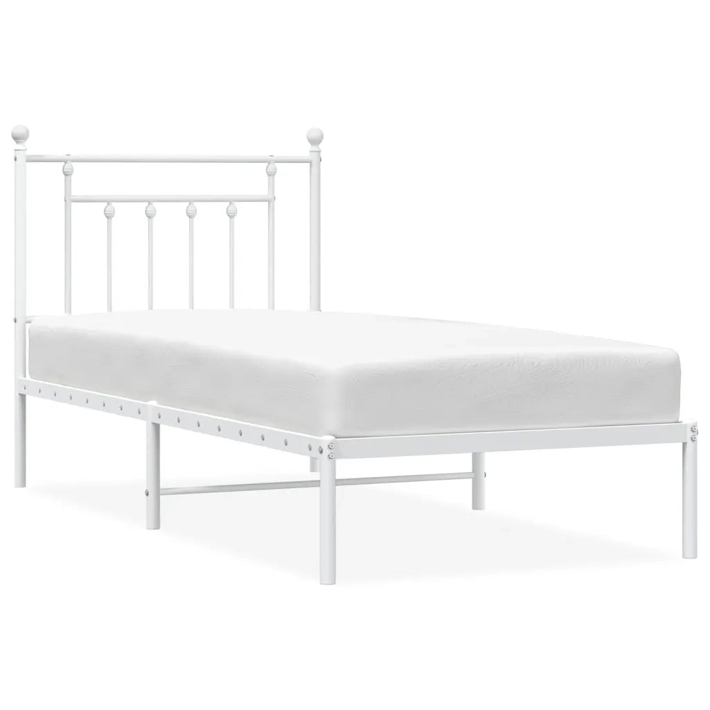 Giroletto con Testiera-Struttura Letto con testiera Metallo Bianco 90x190 cm 888866