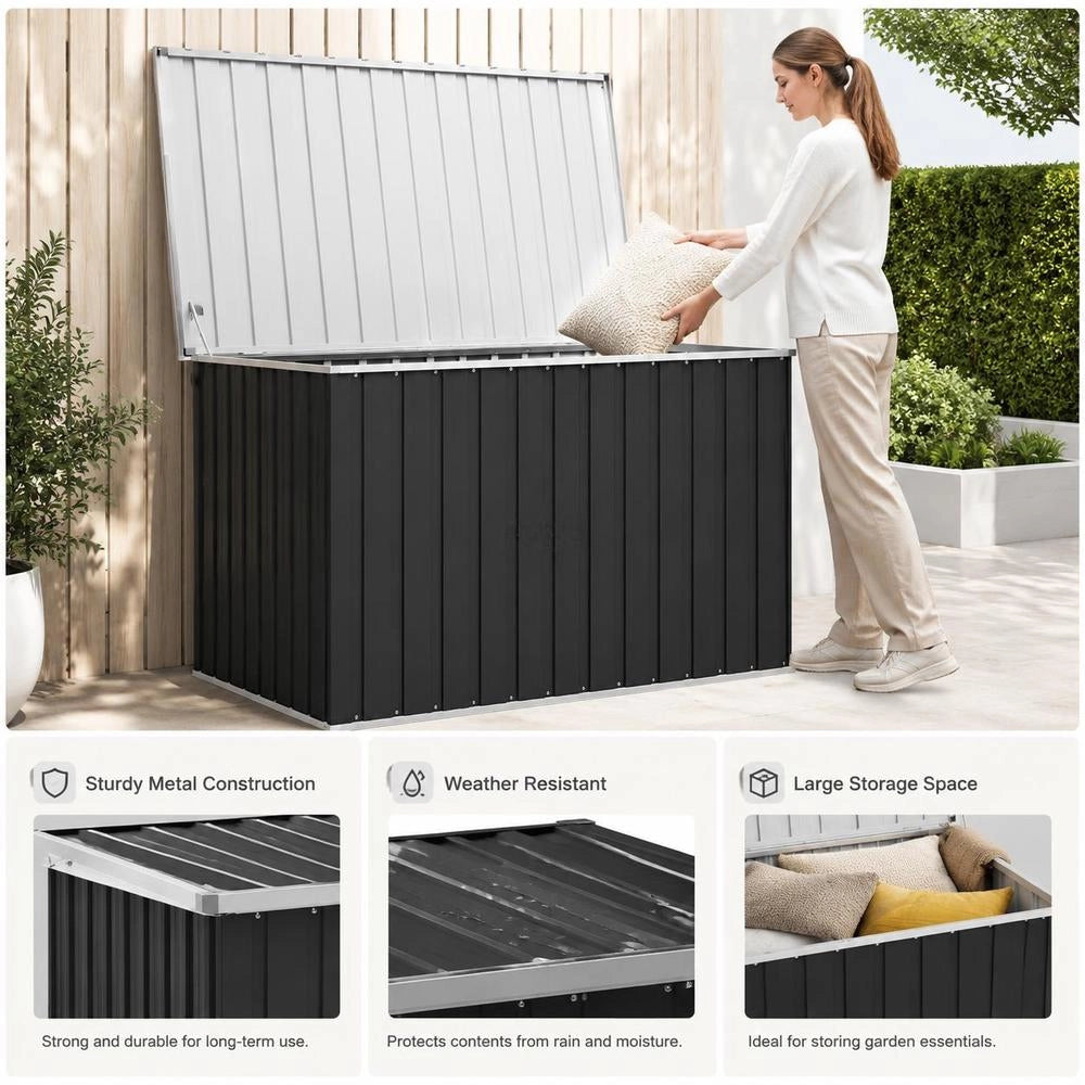 Large Galvanized Steel Storage Box, Stackable Design For Garage Workshop Garden, Tool And Equipment Organizer, 149x99x93 Cm