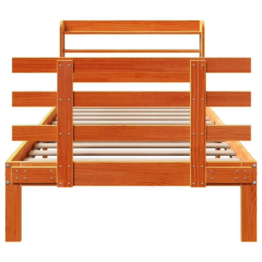 Giroletto con Testiera Marrone Cera 75x190 cm Massello Pino
