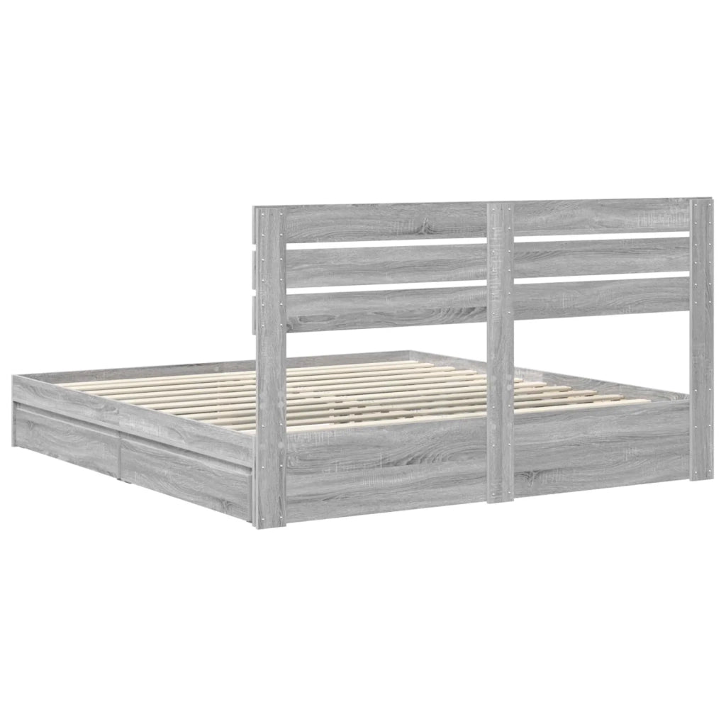 Letto con Contenitore con testiera Grigio Sonoma 180 x 200 cm