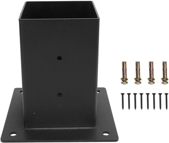 Set di pergola completo in lamiera - Sostegno di pavimento - Sostegno angolare - Verniciato - Adatto per legno quadrato - Compreso 8 viti
