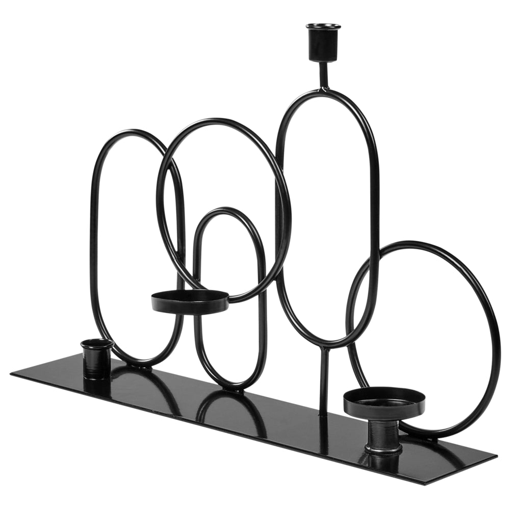 Portacandele in metallo nero per 4 candele Stile geometrico moderno