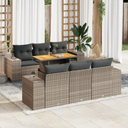 Set Divani da Giardino 7 pz con Cuscini Grigio in Polyrattan 3327336