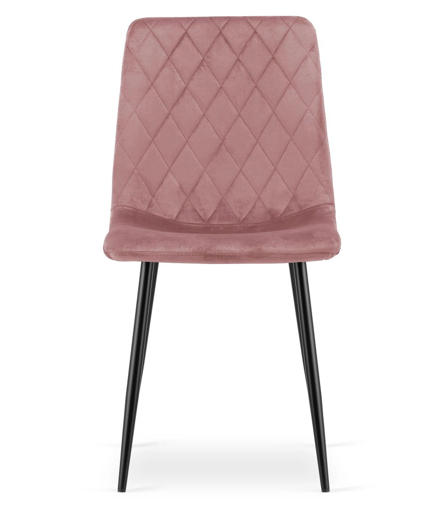 Sedia VALORA TURIN - Velluto rosa con gambe nere x 4
